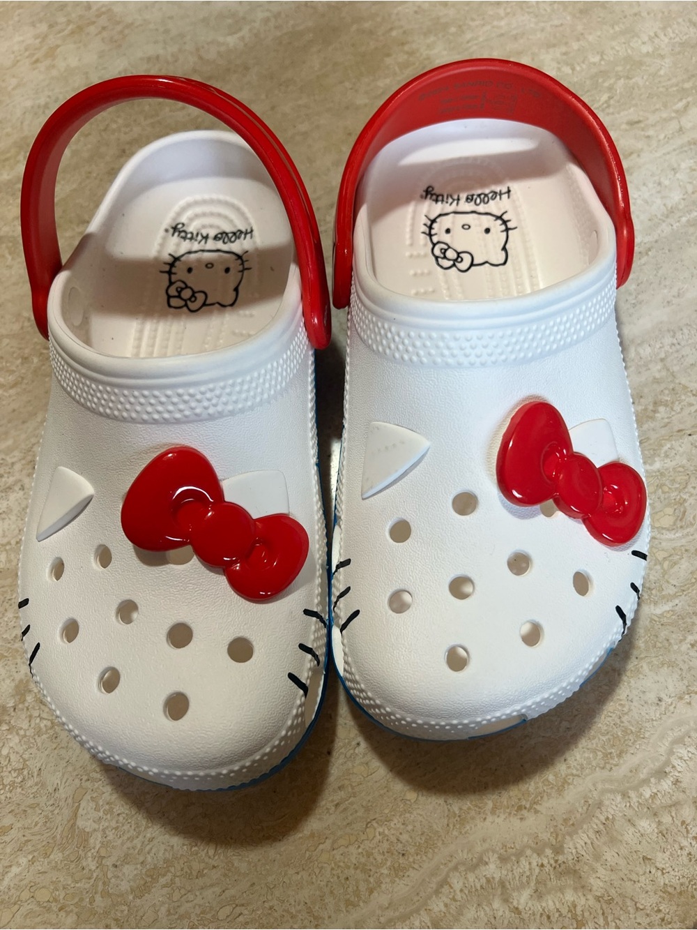 Hello Kitty White Kids Crocs with Red Bow Accents